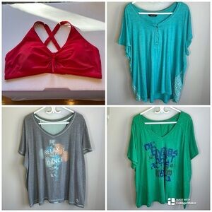 Lot of 4 Assorted Short Sleeve Tops and Swimsuit Top Womens Size 4X